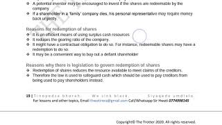 Reasons for Redemption of Shares and issue of redeemable preference shares ZIMSEC Accounting Theory [upl. by Tartaglia]