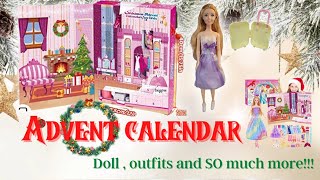 First Advent Calendar Opening Beautiful Doll so Many Outfits and Accessories too 🎄 [upl. by Suez939]