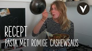 Pasta met romige cashewnotensaus  Recept  VETJEBOL [upl. by Akina643]