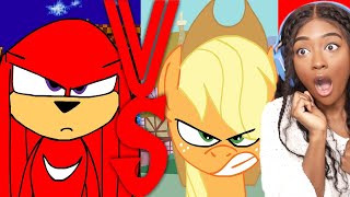 Knuckles VS AppleJack Whos Going to Win [upl. by Ahsinot]