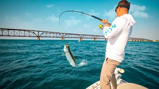 Fishing 7 Miles of Bridge For MASSIVE Tarpon Florida Keys  Day 1 [upl. by Dettmer311]