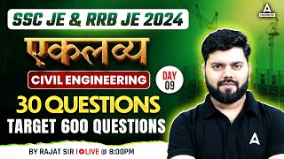 SSC JERRB JE 2024  Civil Engineering 30 Most Important Questions 9  By Rajat Sir [upl. by Ogdan]