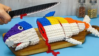 LEGO Rainbow Fish IRL How to Catch amp Fry FISH Stop Motion Cooking ASMR [upl. by Dnartreb592]