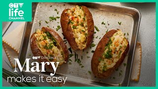 Shrimp Scampi Stuffed Potato Recipe  Mary Makes It Easy [upl. by Gavriella18]