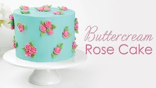 Buttercream Rose Cake Decorating Tutorial  Piping Techniques [upl. by Ardnazxela203]