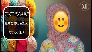 Çocuklar İçin Kar Beresi Yapımı  Knitting Snow Beanie [upl. by Eudo108]