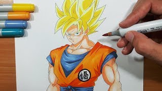 How To Draw Goku Super Saiyan in the NEW Style  Step By Step Tutorial [upl. by Anirad]