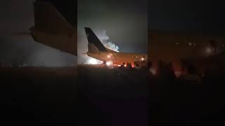 Un Avion ratte son decollage et prend le feu après Sortie Aéroport AIBD Sénégal [upl. by Ayvid307]