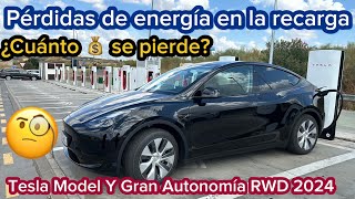 ¿Cuánta energía se pierde en una recarga en corriente alterna Tesla Model Y Long Range RWD 2024 [upl. by Nedac]