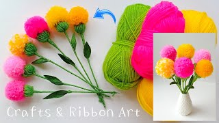 Amazing Craft Ideas with Wool  DIY Home Decor  Super Easy Woolen Flower Making [upl. by Devaney]