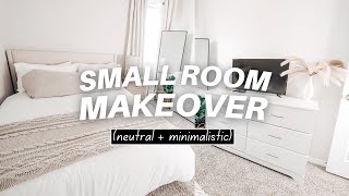 Small Room Makeover 2021  minimalist amp neutral aesthetic [upl. by Duile]