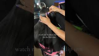 Watch me do these clip ins for the first time🛁 luvmehair shorts hair hairstyle [upl. by Irish798]