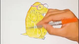 Tutorial  DIY  Naked Mole Rat Drawing easy step by step  Mouse Drawing [upl. by Suolevram]