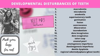 developmental disturbances of teeth  neet mds [upl. by Naneik274]