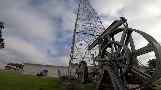 Oil Field Exhibit From Times Past Big 4 cylinder Fairbanks and Old Oil Derrick [upl. by Olsewski526]