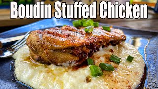 Boudin Stuffed Chicken Breast with Bourbon Browned Butter Grits [upl. by Theis940]