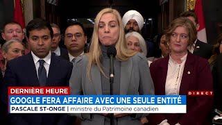 Entente de 100 M entre Ottawa et Google pour le journalisme  Période de questions Pascale StOnge [upl. by Plunkett]