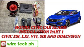 honda civic car alarm installation sa ESI LXI VTI SIR part 1 [upl. by Htevi]