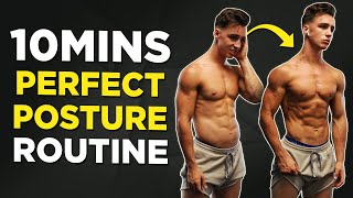 10 MIN PERFECT POSTURE ROUTINE NO EQUIPMENT FOLLOW ALONG [upl. by Valerie179]