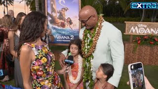 Dwayne Johnson’s Girls Jasmine amp Tiana LOVE Maui’s ‘Moana 2’ Song Exclusive [upl. by Eeruhs]