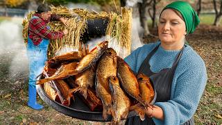 Smoking Fish the Ancient Way Using a Handmade Reed Smoker [upl. by Krongold]