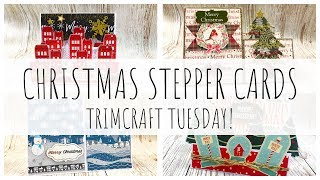 CHRISTMAS STEPPER CARDS  Tutorial  Trimcraft Tuesday  mspaperlover [upl. by Mcnalley]