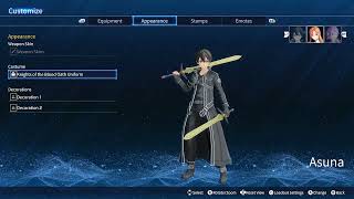 Sword Art Online Fractured Daydream all unlockable Outfits and Accessories [upl. by Hortensa]