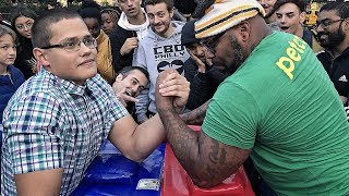 Can You Beat This SCHOOLBOY at ARM WRESTLING  20 [upl. by Linnie]