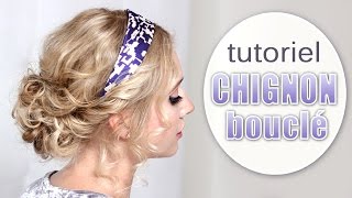 Chignon bouclé pour les fêtes ★ Tuto coiffure pour soirée cheveux mi long [upl. by Aural35]