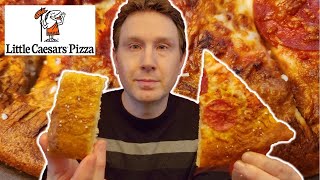 Little Caesars NEW Pretzel Crust Pizza and Pretzel PullAPart Bread Review [upl. by Aitnic]