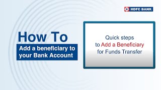 Add a beneficiary to your Bank Account  HDFC Bank [upl. by Enelec]