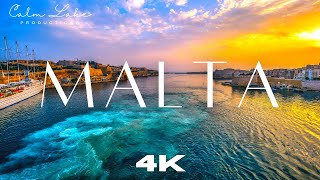 4K Malta  Visit Malta with Aerial Views and Ambient Music  Valletta Flying Drone Footage [upl. by Lovel]