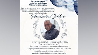 De uitvaartdienst en crematie van Gobindpersad Jokhoe Woensdag 2 okt 2024 [upl. by Holloway]