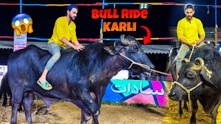 KHATARNAK BULL KO CONTROL KARLIA 😱 COW MANDI  MISHKAT KHAN [upl. by Yetah]