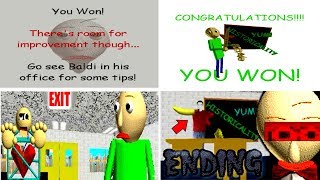 ALL ENDINGS Baldis Basics in Education and Learning v131 [upl. by Eibo923]