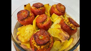 Pomodori ripieni di riso al forno ricetta spiegata passo per passo [upl. by Fawnia]