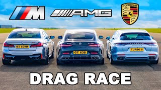 New 840hp AMG GT 63 S v BMW M5 v Panamera Turbo DRAG RACE [upl. by Denie870]