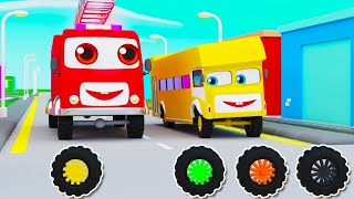 Colorful Buses Song  Learn Colors with Vehicles  Finger Family Song  Nursery Rhymes for Kids [upl. by Lokim]