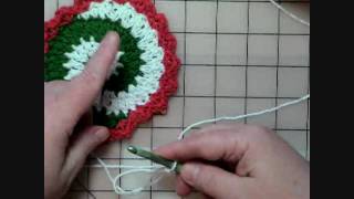 Easy Video Crochet Pinwheel Christmas Coasters  Part 1 [upl. by Llednov]