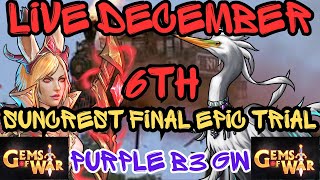 Purple Guild Wars Bracket 3 Suncrest Epic Trials Final  Gems of War Live DEC 6th 2023 [upl. by Emelina936]