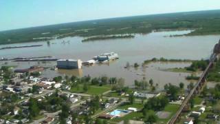 Aerial video of Ohio River April 29th 2011 flood Metropolis IL Illinois to Joppa IL part 1 [upl. by Yrrej]