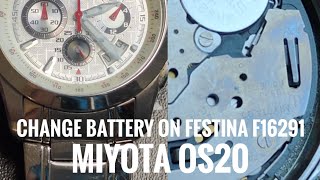 Replace battery on Festina F16291 miyota os20 clock work festina watchrepair watch miyota os20 [upl. by Etty712]