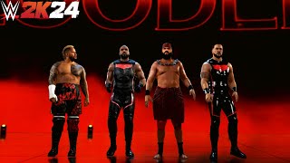 The New Bloodline Full Entrance wt New GFX amp Theme  Tama Tonga Tanga Loa Jacob amp Solo WWE 2K24 [upl. by Ekaterina]