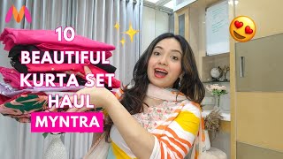 10 Beautiful Myntra Kurta Set Try On Haul 😍 Festive Special 💕  Isha Vinod Jain [upl. by Gnal]