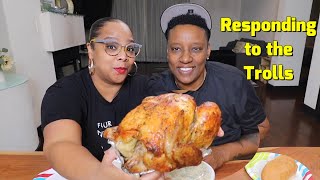 RESPONDING TO NEGATIVE COMMENTS ABOUT US ROTISSERIE CHICKEN MUKBANG [upl. by Airdnaed]