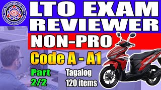 LTO EXAM REVIEWER FOR NON PROFESSIONAL DRIVERS LICENSE RESTRICTION CODE A  A1 TAGALOG PART 2 [upl. by Eanom]