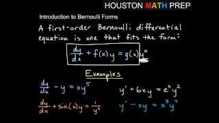 Bernoulli First Order Equations  Intro [upl. by Kolva82]