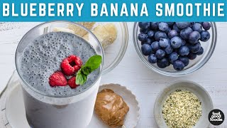 Blueberry Banana Smoothie  Quick HEALTHY Breakfast Recipe [upl. by Baptlsta]