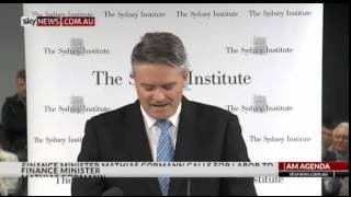 quotThe wibblewobblewibblewobble jellyquot Mathias Cormann speaks at the Sydney Institute [upl. by Etnahs]