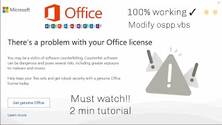 quotGet Genuine Officequot error  Activate MS Office 2019  Permanent Fix  edit osppvbs file [upl. by Irot]